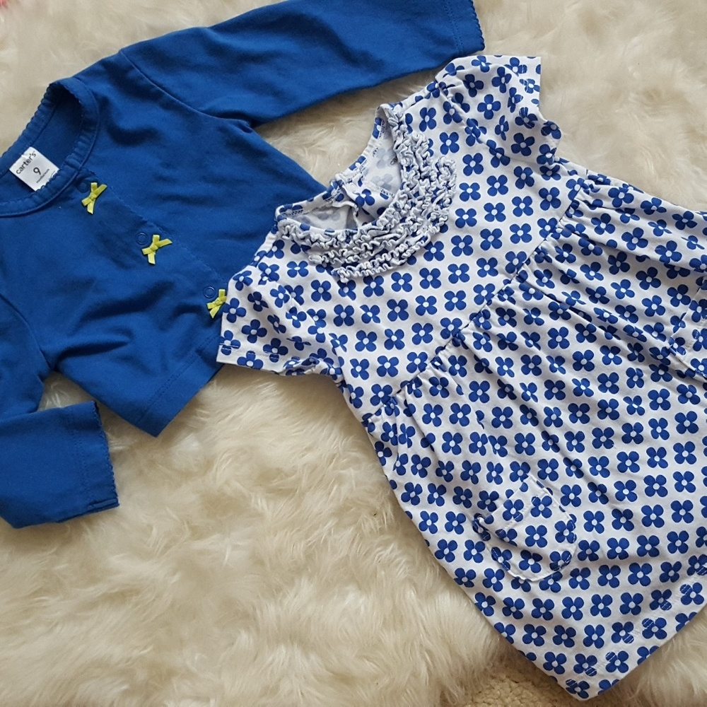 Baby Girl Dress Outfit Coat Blue 9 Months bundle